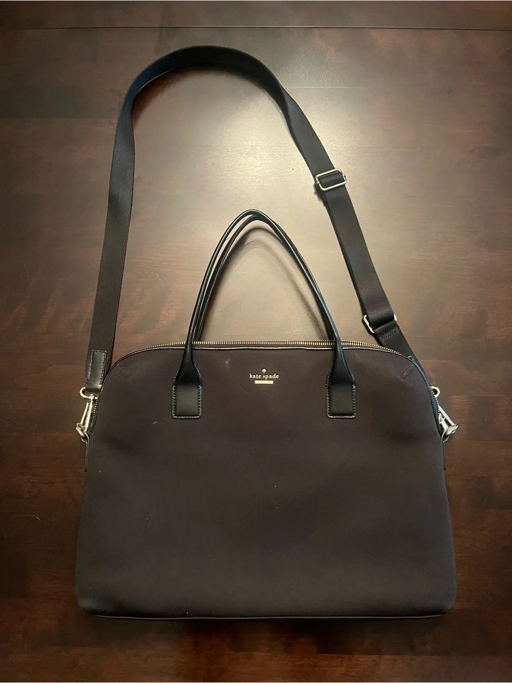 kate spade Black Nylon Laptop Tote with Adjustable Strap